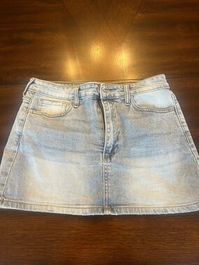 Altar’d state Light Wash Denim Mini Skirt - Women's Casual Style